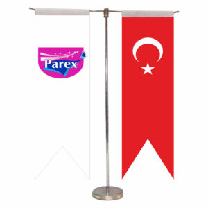 Logolu İkili T Tipi Masa Bayrağı | Logo Promosyon