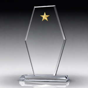 Yıldız Detaylı Geometrik Kristal Promosyon Plaket