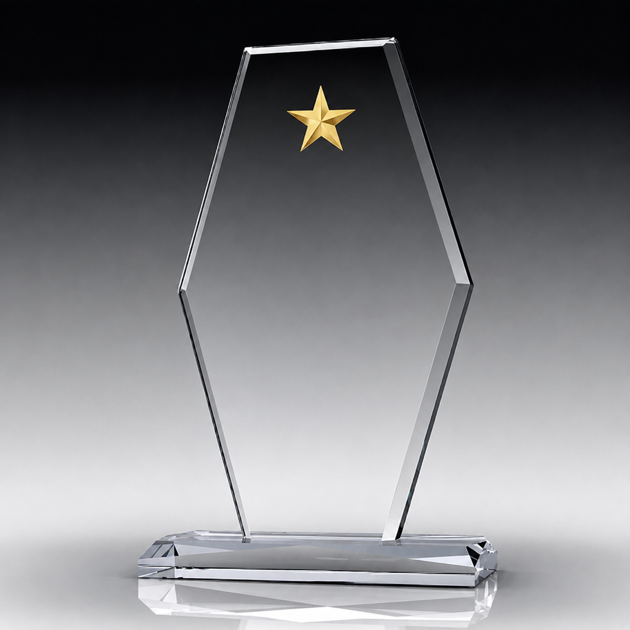 Yıldız Detaylı Geometrik Kristal Promosyon Plaket