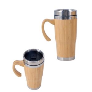 Bambu kaplamalı kulplu 450 ml promosyon termos bardak