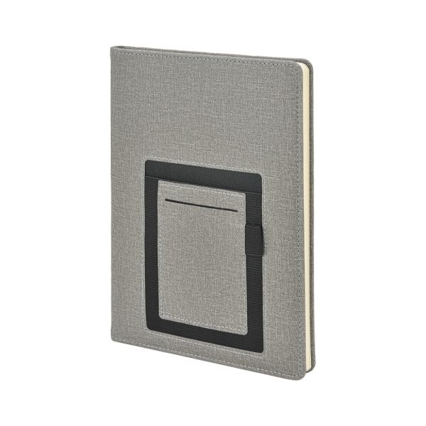 15 x 21 cm ön cepli gri termo deri promosyon defter