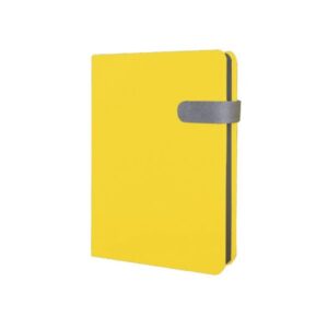 Renkli kenarlı kapama bantlı sarı termo deri promosyon defter